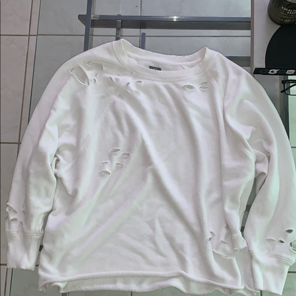 AERIE SUNDAY SOFT DISTRESSED CREW SWEATSHIRT